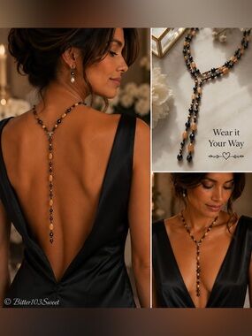 Convertible Y-Lariat Necklace | Elegant Front & Back Statement Jewelry Bundle